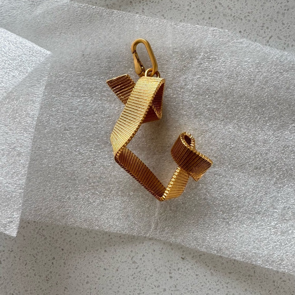 Clare V Letter C Initial Gold Tone Ribbon Charm NWT